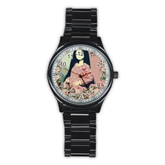 Rose Floral Doll Stainless Steel Round Watch by snowwhitegirl