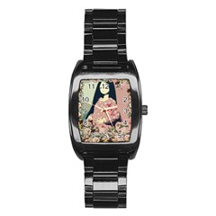 Rose Floral Doll Stainless Steel Barrel Watch by snowwhitegirl