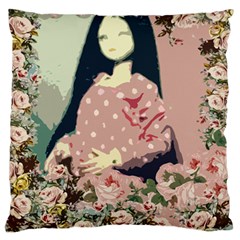 Rose Floral Doll Large Flano Cushion Case (one Side) by snowwhitegirl