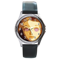 Butterfly Eyes Round Metal Watch