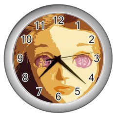 Butterfly Eyes Wall Clock (silver) by snowwhitegirl