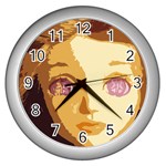 Butterfly Eyes Wall Clock (Silver) Front