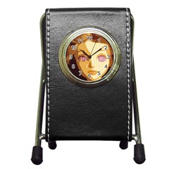 Butterfly Eyes Pen Holder Desk Clock by snowwhitegirl