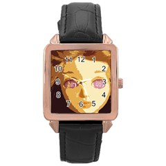 Butterfly Eyes Rose Gold Leather Watch 