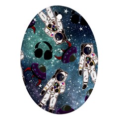 Astronaut Space Galaxy Oval Ornament (two Sides)