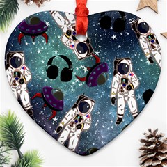 Astronaut Space Galaxy Heart Ornament (two Sides) by snowwhitegirl