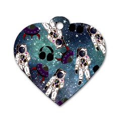 Astronaut Space Galaxy Dog Tag Heart (two Sides) by snowwhitegirl