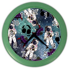 Astronaut Space Galaxy Color Wall Clock by snowwhitegirl