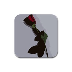 Red Rose Rubber Square Coaster (4 Pack)  by snowwhitegirl