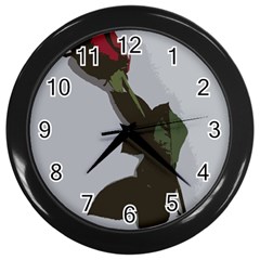 Red Rose Wall Clock (black) by snowwhitegirl