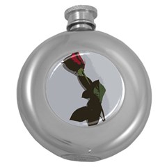 Red Rose Round Hip Flask (5 Oz) by snowwhitegirl