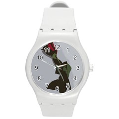 Red Rose Round Plastic Sport Watch (m) by snowwhitegirl