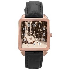 Cottage Rose Gold Leather Watch  by snowwhitegirl