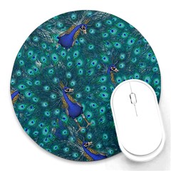 Peacocks Round Mousepads by snowwhitegirl