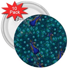 Peacocks 3  Buttons (10 Pack)  by snowwhitegirl