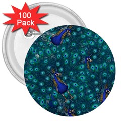 Peacocks 3  Buttons (100 Pack)  by snowwhitegirl