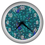 Peacocks Wall Clock (Silver) Front