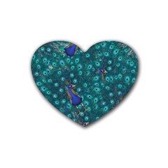 Peacocks Rubber Coaster (heart)  by snowwhitegirl