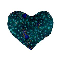 Peacocks Standard 16  Premium Flano Heart Shape Cushions by snowwhitegirl