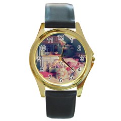 Caravan Round Gold Metal Watch by snowwhitegirl