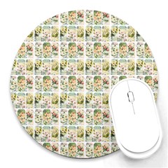 Victorian Flower Labels Round Mousepads by snowwhitegirl