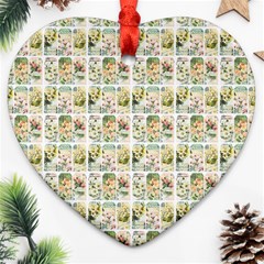 Victorian Flower Labels Heart Ornament (two Sides) by snowwhitegirl