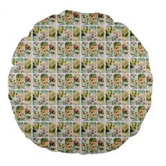 Victorian Flower Labels Large 18  Premium Flano Round Cushions by snowwhitegirl