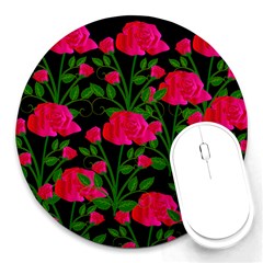 Roses At Night Round Mousepads by snowwhitegirl