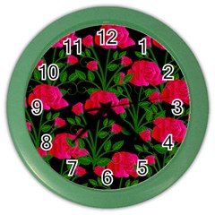 Roses At Night Color Wall Clock by snowwhitegirl