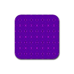 Bold Geometric Purple Circles Rubber Coaster (Square) 