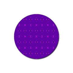 Bold Geometric Purple Circles Rubber Round Coaster (4 pack) 