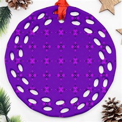 Bold Geometric Purple Circles Round Filigree Ornament (Two Sides)