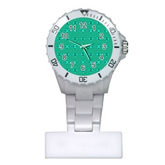 Modern Bold Geometric Green Circles Sm Plastic Nurses Watch by BrightVibesDesign