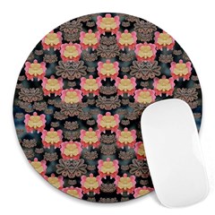 Heavy Metal Meets Power Of The Big Flower Round Mousepads by pepitasart