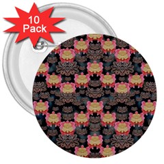 Heavy Metal Meets Power Of The Big Flower 3  Buttons (10 Pack)  by pepitasart