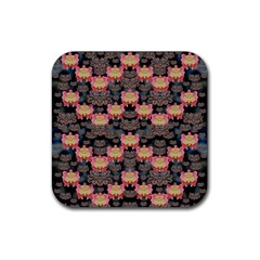 Heavy Metal Meets Power Of The Big Flower Rubber Coaster (square)  by pepitasart