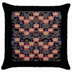 Heavy Metal Meets Power Of The Big Flower Throw Pillow Case (black) by pepitasart