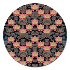 Heavy Metal Meets Power Of The Big Flower Magnet 5  (round) by pepitasart