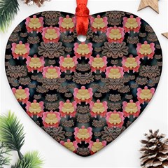 Heavy Metal Meets Power Of The Big Flower Heart Ornament (two Sides) by pepitasart