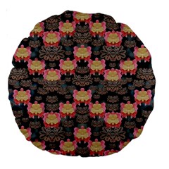 Heavy Metal Meets Power Of The Big Flower Large 18  Premium Round Cushions by pepitasart