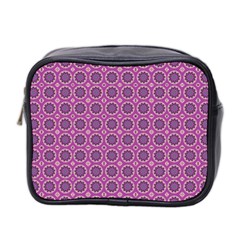 Floral Circles Pink Mini Toiletries Bag (two Sides) by BrightVibesDesign