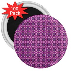 Floral Circles Pink 3  Magnets (100 Pack) by BrightVibesDesign