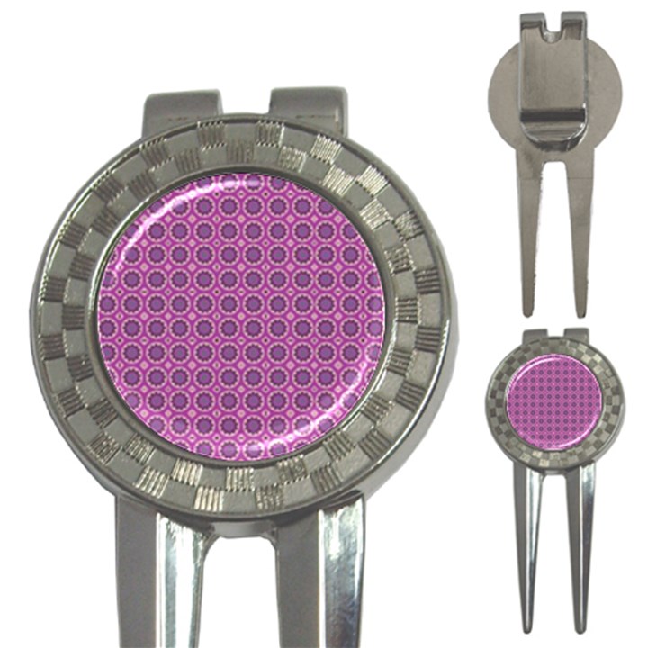 Floral Circles Pink 3-in-1 Golf Divots