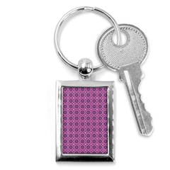 Floral Circles Pink Key Chains (rectangle)  by BrightVibesDesign