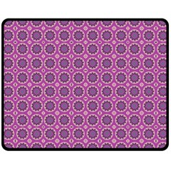 Floral Circles Pink Double Sided Fleece Blanket (medium)  by BrightVibesDesign