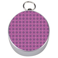 Floral Circles Pink Silver Compasses by BrightVibesDesign