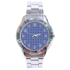 Floral Circles Blue Stainless Steel Analogue Watch by BrightVibesDesign