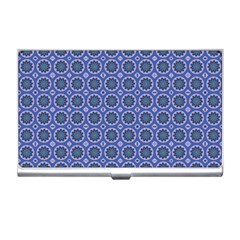 Floral Circles Blue Business Card Holder by BrightVibesDesign