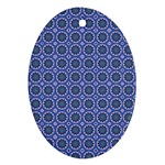 Floral Circles Blue Oval Ornament (Two Sides) Front