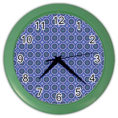 Floral Circles Blue Color Wall Clock by BrightVibesDesign